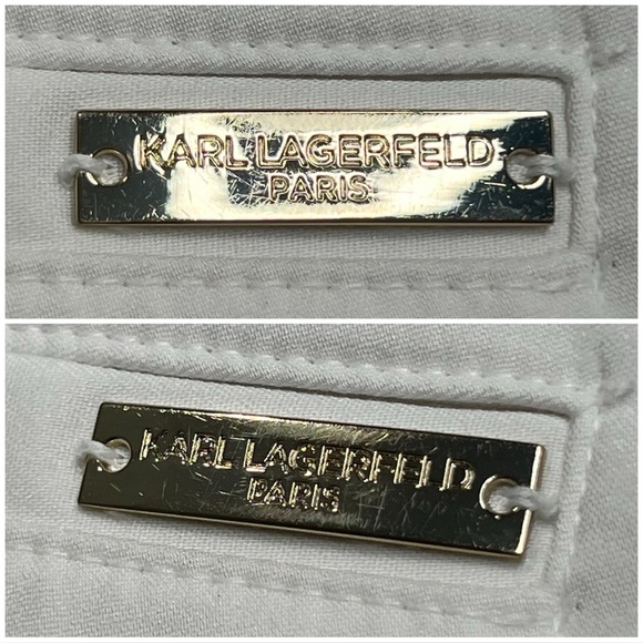 Karl Lagerfeld Paris Pants Slim Ankle Dressy Office Career White Gold Hardware 4 - Picture 10 of 16
